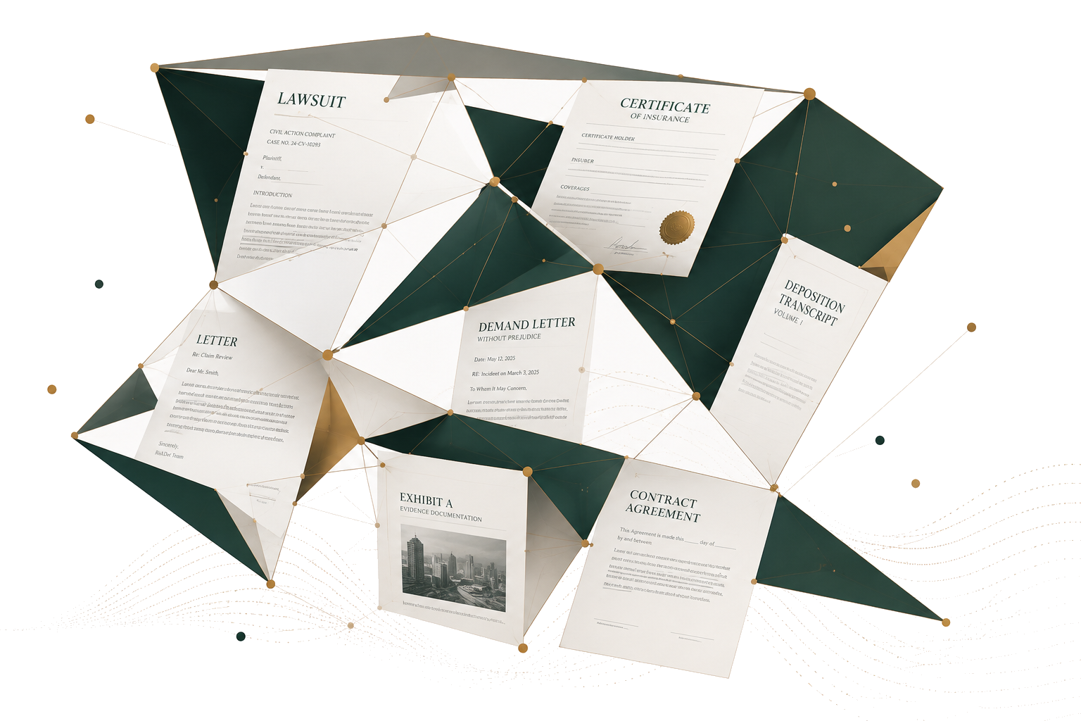 Connected legal, insurance and contract documents